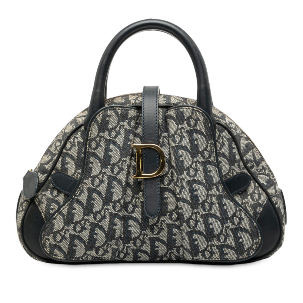 Pre-Loved Dior Mini Diorissimo Trotter Canvas Double Saddle Bowler Bag